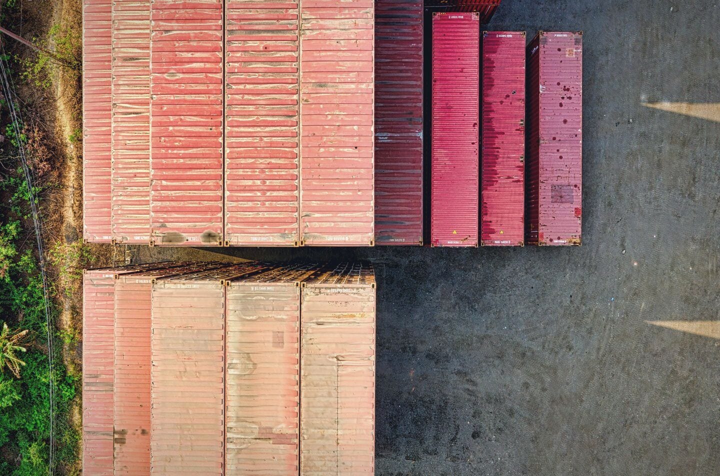 Containers staged for transload